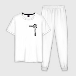 Пижама хлопковая мужская Симъ победиши узорный текст, цвет: белый