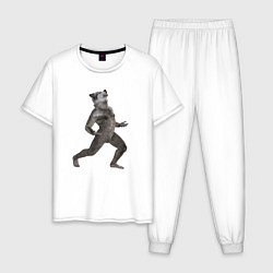 Пижама хлопковая мужская Оборотень воет, цвет: белый