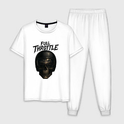 Пижама хлопковая мужская Full throttle Череп мотоциклиста, цвет: белый