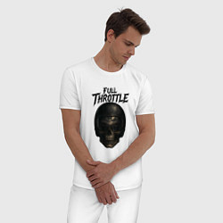 Пижама хлопковая мужская Full throttle Череп мотоциклиста, цвет: белый — фото 2