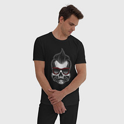 Пижама хлопковая мужская Skull barber, цвет: черный — фото 2