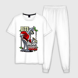 Пижама хлопковая мужская Bender - bite my xmaas, цвет: белый