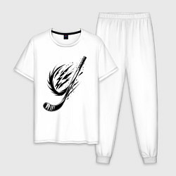 Пижама хлопковая мужская Динамичная клюшка, цвет: белый