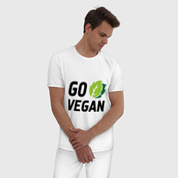 Пижама хлопковая мужская Go vegan, цвет: белый — фото 2