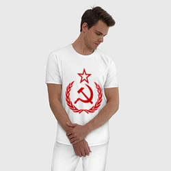 Пижама хлопковая мужская СССР герб, цвет: белый — фото 2