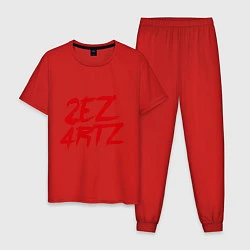 Пижама хлопковая мужская 2ez4rtz, цвет: красный