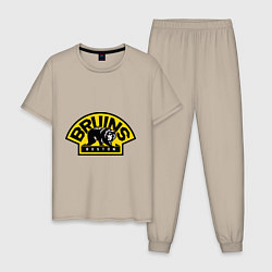 Пижама хлопковая мужская HC Boston Bruins Label, цвет: миндальный