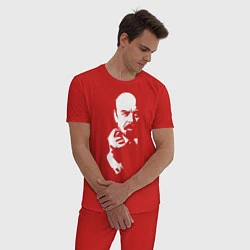 Пижама хлопковая мужская Ленин: фигу вам, цвет: красный — фото 2