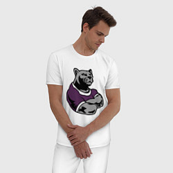 Пижама хлопковая мужская Сильная пантера, цвет: белый — фото 2