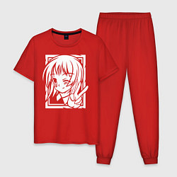 Пижама хлопковая мужская Аниме позитив, цвет: красный