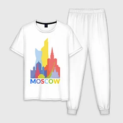 Пижама хлопковая мужская Moscow Colors, цвет: белый