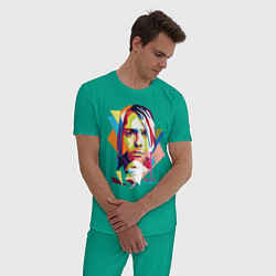 Пижама хлопковая мужская Kurt Cobain: Colors, цвет: зеленый — фото 2