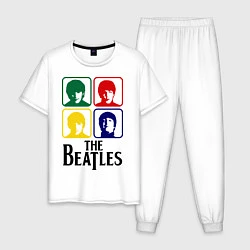 Пижама хлопковая мужская The Beatles: Colors, цвет: белый