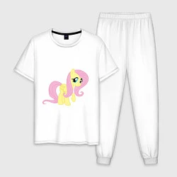 Пижама хлопковая мужская Пони пегас Флаттершай, цвет: белый