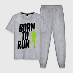 Пижама хлопковая мужская Рожден для бега, цвет: меланж