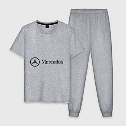 Пижама хлопковая мужская Mercedes Logo, цвет: меланж