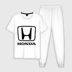 Пижама хлопковая мужская Honda logo, цвет: белый