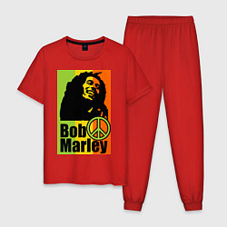 Пижама хлопковая мужская Bob Marley: Jamaica, цвет: красный