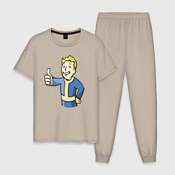 Пижама хлопковая мужская Fallout vault boy, цвет: миндальный