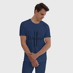 Пижама хлопковая мужская Lineage logo, цвет: тёмно-синий — фото 2