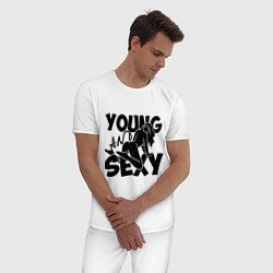 Пижама хлопковая мужская Young & Sexy, цвет: белый — фото 2