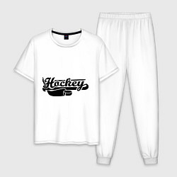 Пижама хлопковая мужская Hockey, цвет: белый