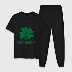 Пижама хлопковая мужская Get lucky, цвет: черный
