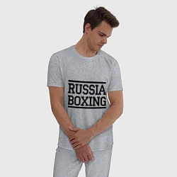 Пижама хлопковая мужская Russia boxing, цвет: меланж — фото 2