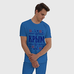 Пижама хлопковая мужская Крым цвета синий — фото 2