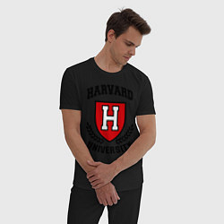 Пижама хлопковая мужская Harvard University, цвет: черный — фото 2