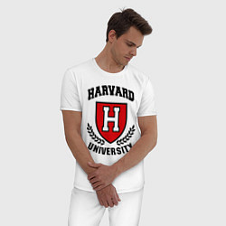 Пижама хлопковая мужская Harvard University, цвет: белый — фото 2