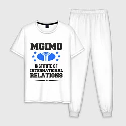 Пижама хлопковая мужская MGIMO Institute, цвет: белый
