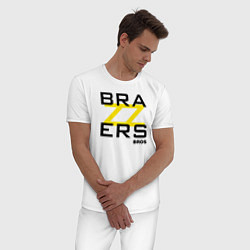 Пижама хлопковая мужская Brazzers Bros, цвет: белый — фото 2