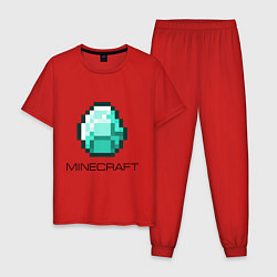 Пижама хлопковая мужская Minecraft Diamond, цвет: красный