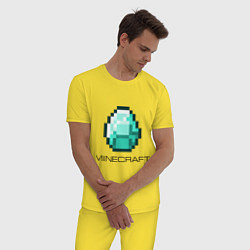 Пижама хлопковая мужская Minecraft Diamond, цвет: желтый — фото 2