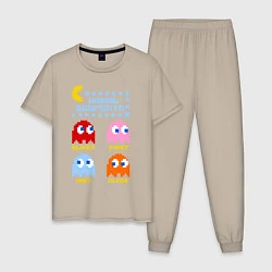 Пижама хлопковая мужская Pac-Man: Usual Suspects, цвет: миндальный
