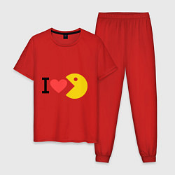 Пижама хлопковая мужская I love Packman, цвет: красный