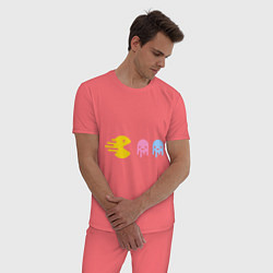Пижама хлопковая мужская Pac-Man: Fast Eat, цвет: коралловый — фото 2