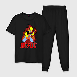 Пижама хлопковая мужская AC/DC Homer, цвет: черный