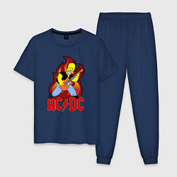 Пижама хлопковая мужская AC/DC Homer, цвет: тёмно-синий