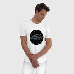 Пижама хлопковая мужская Arctic Monkeys: Black, цвет: белый — фото 2
