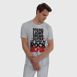 Пижама хлопковая мужская AC/DC Rock, цвет: меланж — фото 2
