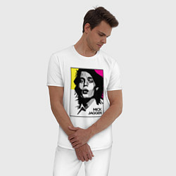 Пижама хлопковая мужская Rolling Stones: Mick Jagger, цвет: белый — фото 2