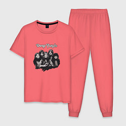 Пижама хлопковая мужская Deep Purple: Rock Group, цвет: коралловый