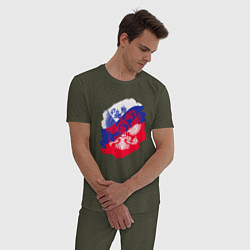 Пижама хлопковая мужская Россия, цвет: меланж-хаки — фото 2