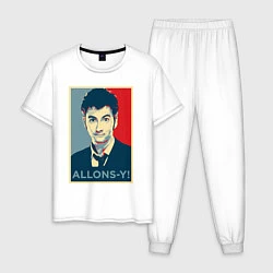 Пижама хлопковая мужская Allons-y Poster, цвет: белый