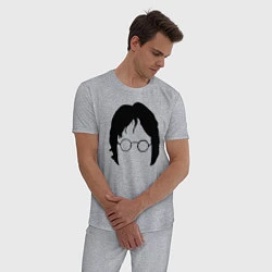 Пижама хлопковая мужская John Lennon: Minimalism, цвет: меланж — фото 2