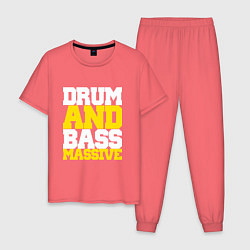 Пижама хлопковая мужская DRUM AND BASS MASSIVE, цвет: коралловый