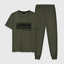 Пижама хлопковая мужская Armin van Buuren, цвет: меланж-хаки