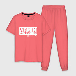 Пижама хлопковая мужская Armin van Buuren, цвет: коралловый